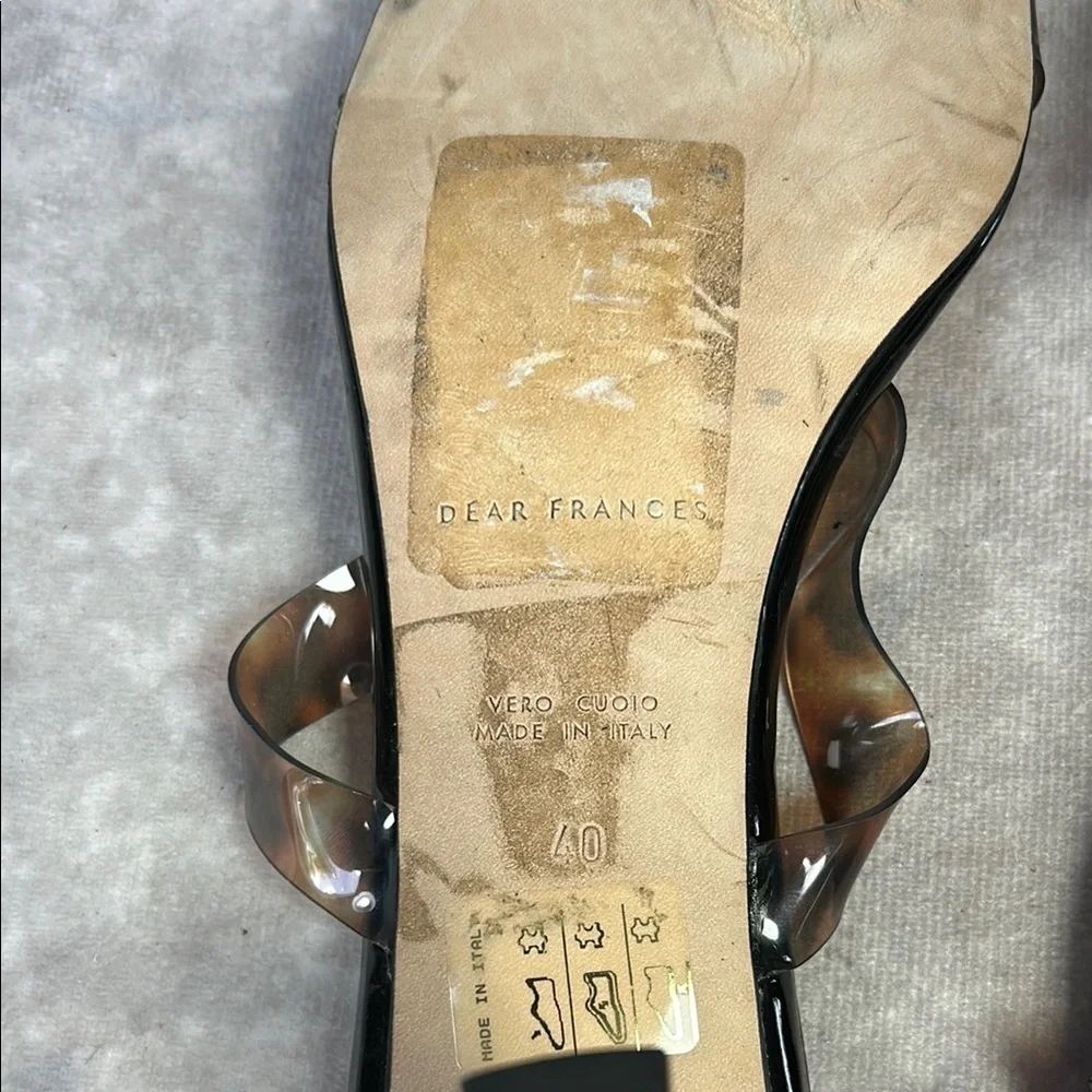 GUC Dear Frances Black Brown Tortoise Shell Rain Sandal EU 40